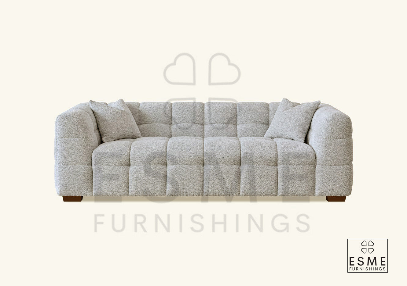 The Bubble Tribeca Ivory White Boucle 3 Seater Premium Sofa Boucle Fabric