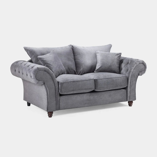 Chesterfield Grey Velvet Fullback 2 Seater Sofa
