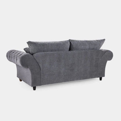Chesterfield Grey Velvet Fullback 3 Seater Sofa