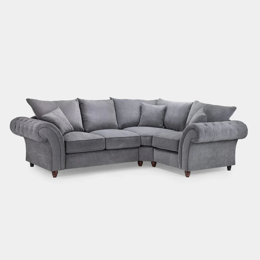 Chesterfield Grey Fullback Right Hand Facing Corner Sofa Grey Velvet