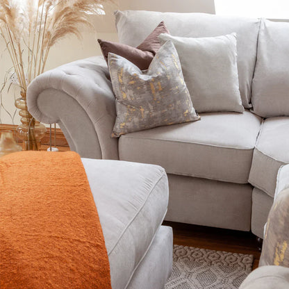 Chesterfield Stone Fullback Right Hand Facing Corner Sofa Stone Velvet