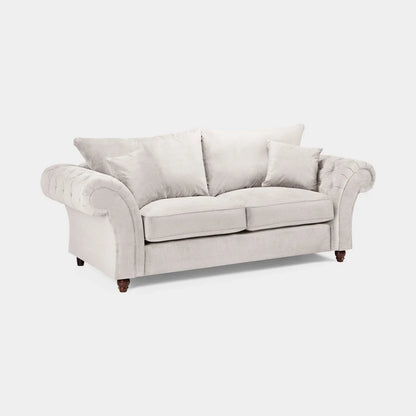 Chesterfield Stone Velvet Fullback 3 Seater Sofa