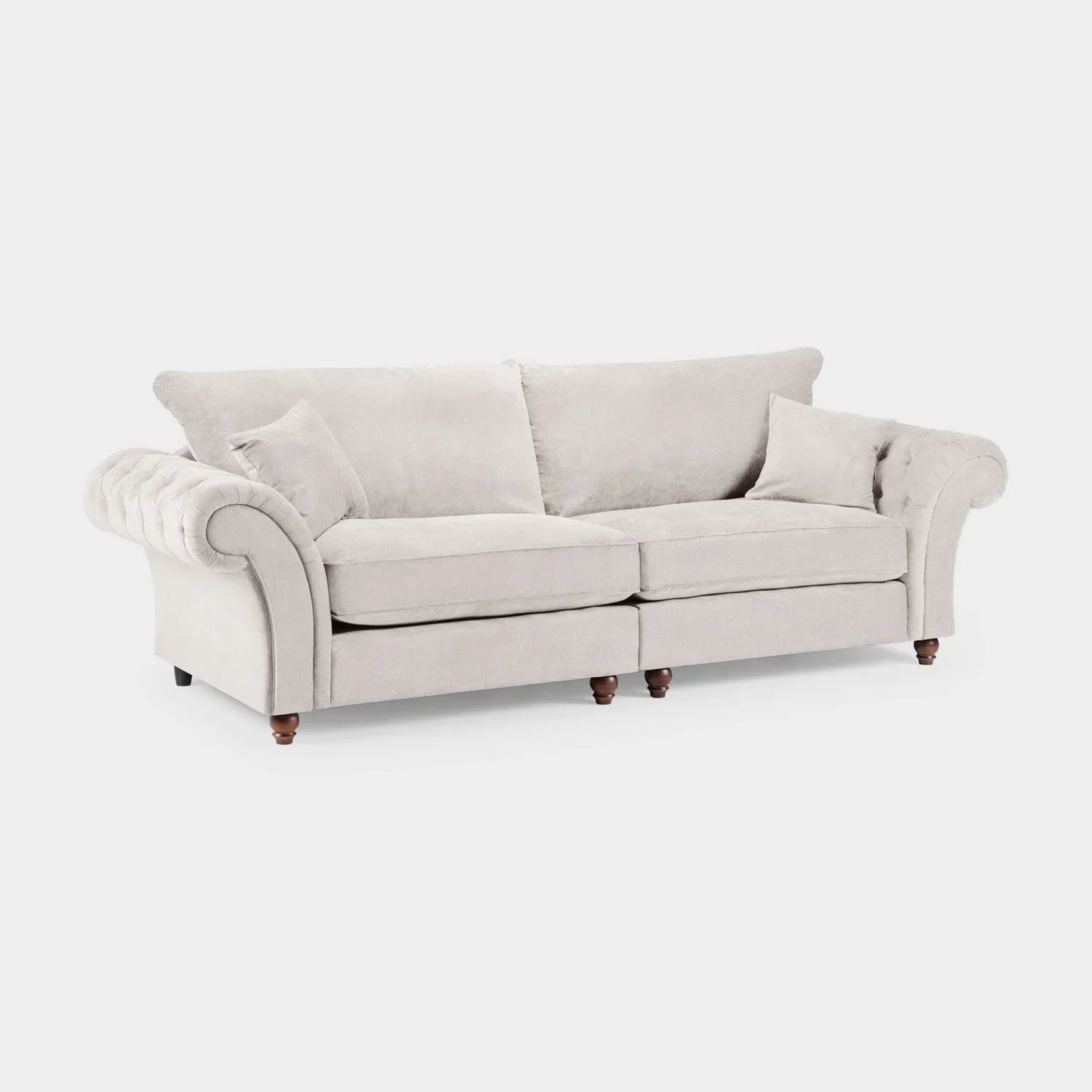 Chesterfield Stone Velvet Fullback 4 Seater Sofa