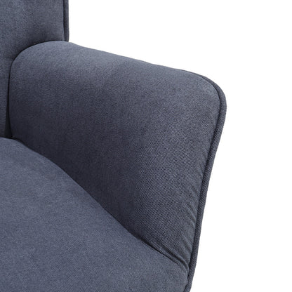 Tufted Button Linen Armchair with Wooden Legs