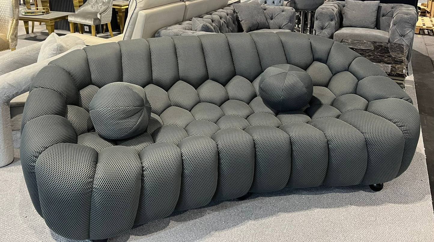 Bella Grey Bubble Cloud Boucle Velvet 3 Seater Sofa