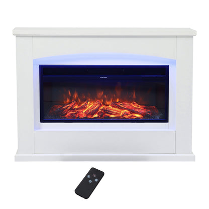 39/48 Inch White Electric Fireplace Suite 1800W with Ambient Light 1/7 LED Colours