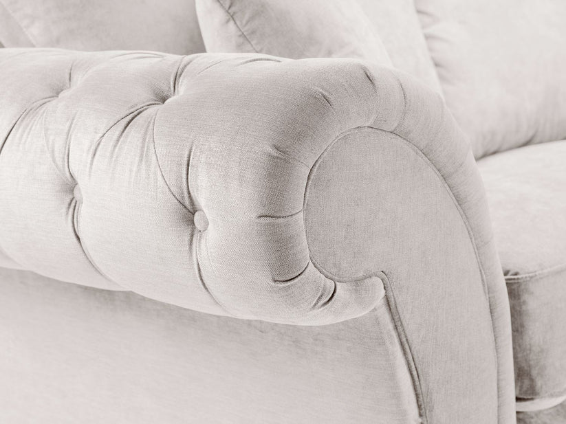 Chesterfield Stone Fullback Right Hand Facing Corner Sofa Stone Velvet