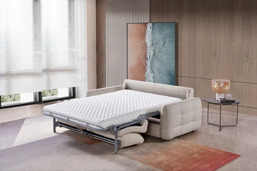 Athens 3 Seater Sofa Bed In Beige/Grey Fabric