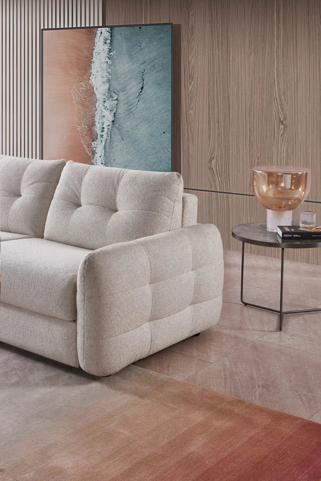 Athens 3 Seater Sofa Bed In Beige/Grey Fabric
