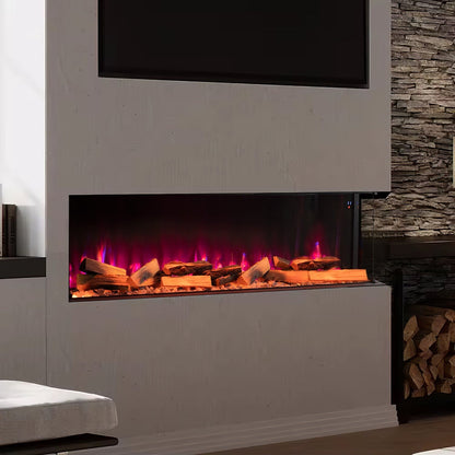 40/50/60/70-Inch 3-Sided Freestanding Electric Fireplace 12 Flame Colours and 5 Brightness Modes