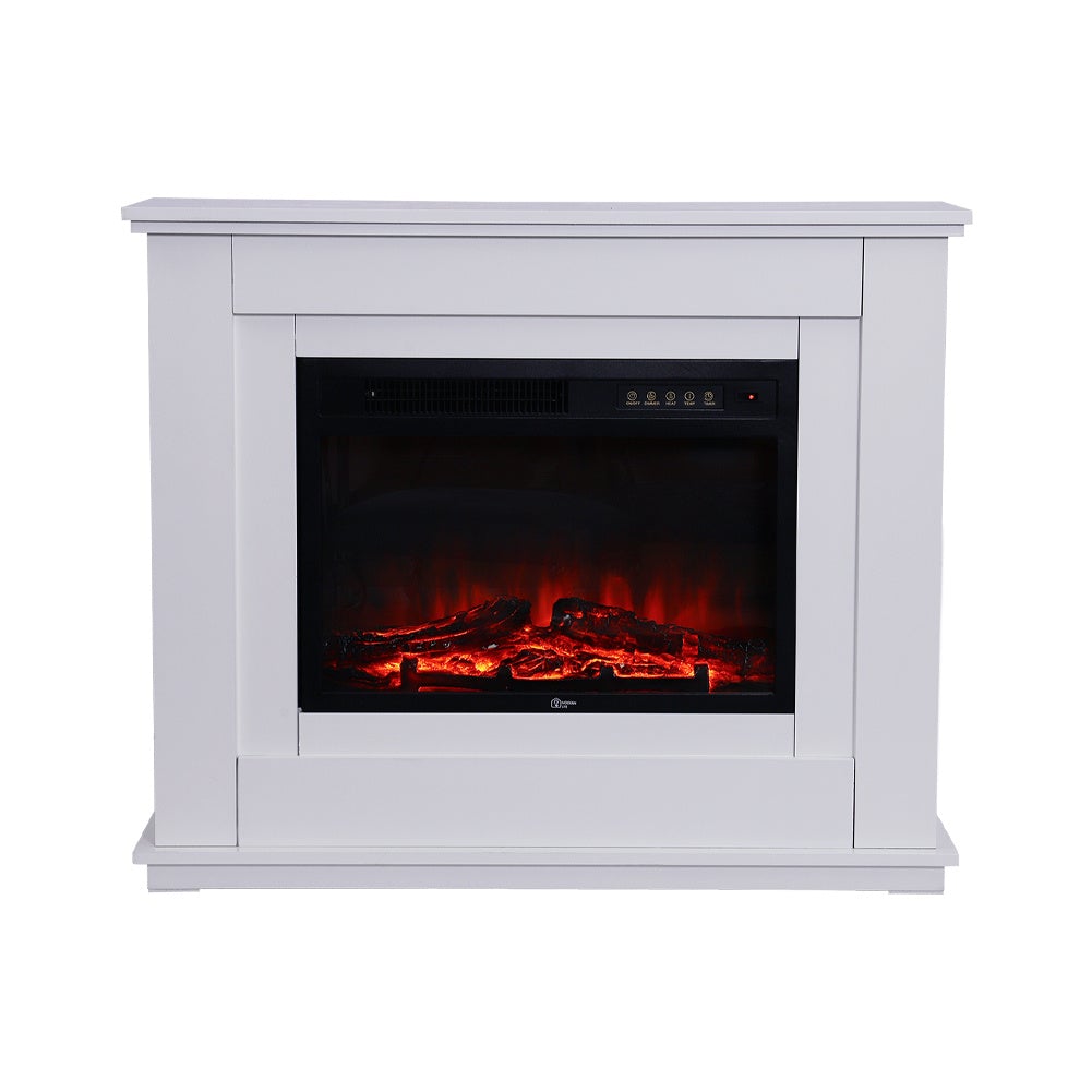 39 Inch Electric Freestanding Fireplaces White Wooden Mantel