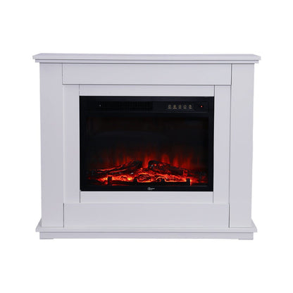 39 Inch Electric Freestanding Fireplaces White Wooden Mantel
