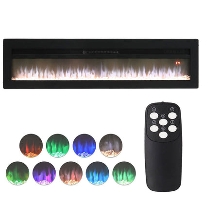 40/50/60 Inch Black/White 9 flame colour Electric Fireplace 1800W Wall Mounted Heater With Installation Kit