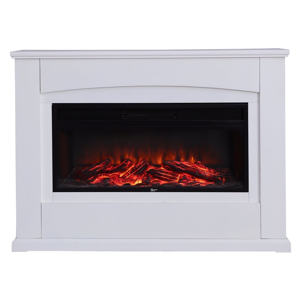 39/48 Inch White Electric Fireplace Suite 1800W with Ambient Light 1/7 LED Colours