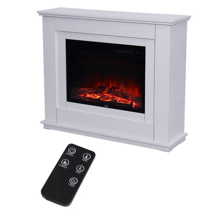 39 Inch Electric Freestanding Fireplaces White Wooden Mantel