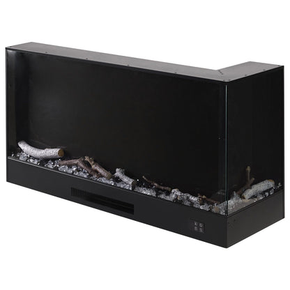 46/60inch L-Shaped Electric Fireplace – WiFi Control, LED Display, Resin Logs & Crystal Stones with Heating