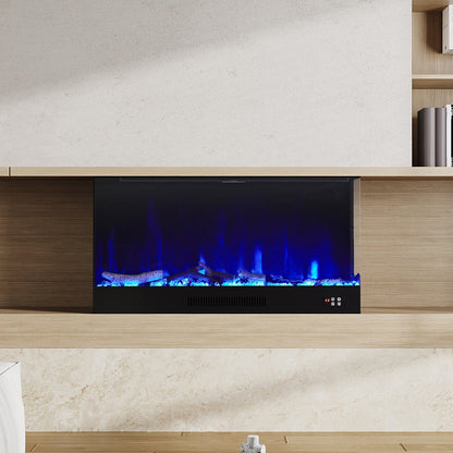 46/60inch L-Shaped Electric Fireplace – WiFi Control, LED Display, Resin Logs & Crystal Stones with Heating