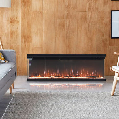 40/50/60/70/80/100-Inch 3-Sided Freestanding Electric Fireplace 12 Flame Colours and 5 Brightness Modes