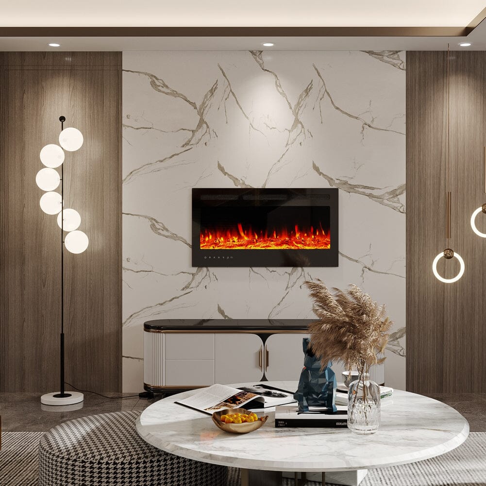 Smallbee Modern LED Wall Mounted/ Recessed Electric Fireplace