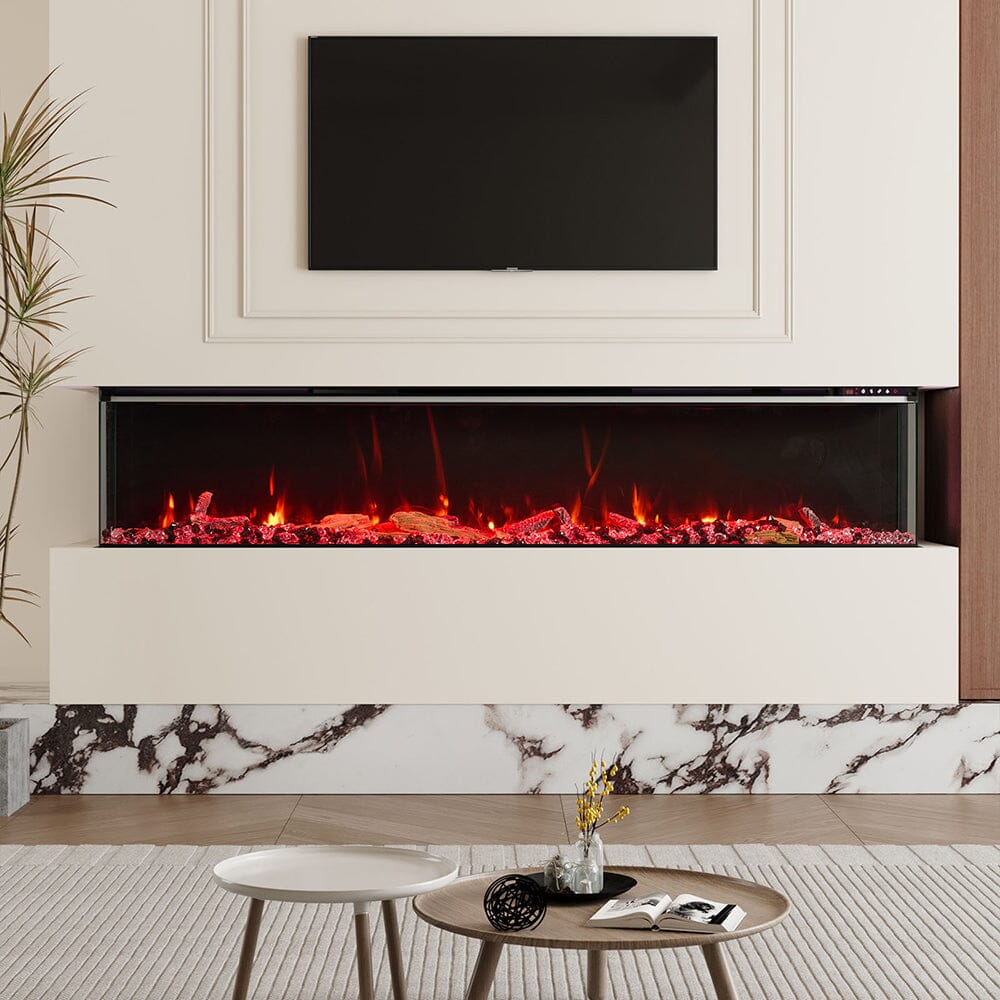 50/60/70/80inch 3-sided Electric Fireplace with Adjustable Color, Temperature and Timing, Controlled by APP