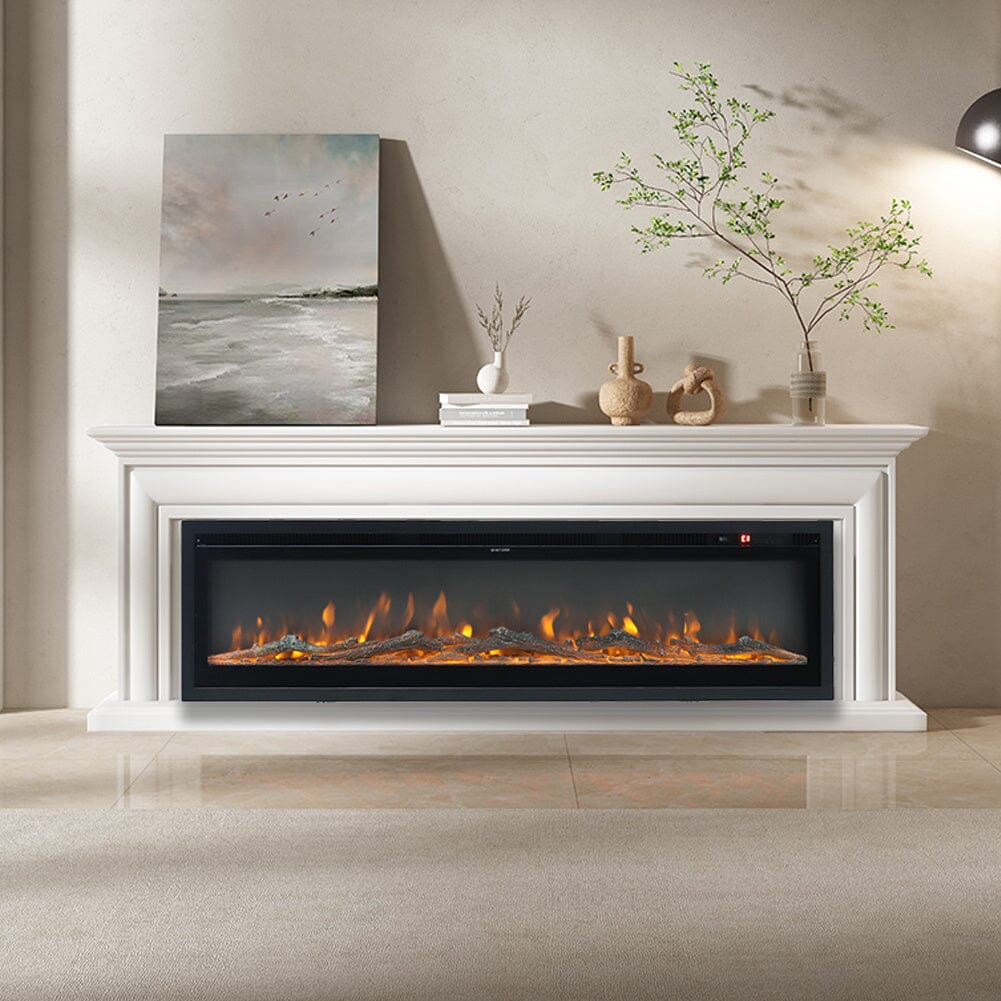 40/50/60/70/80 Inch Electric Fireplace 12 Colour LED Flame Effect Heater with Remote Control