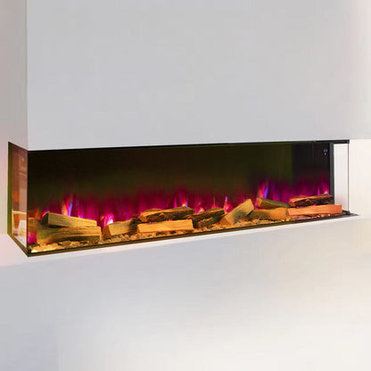 40/50/60/70-Inch 3-Sided Freestanding Electric Fireplace 12 Flame Colours and 5 Brightness Modes
