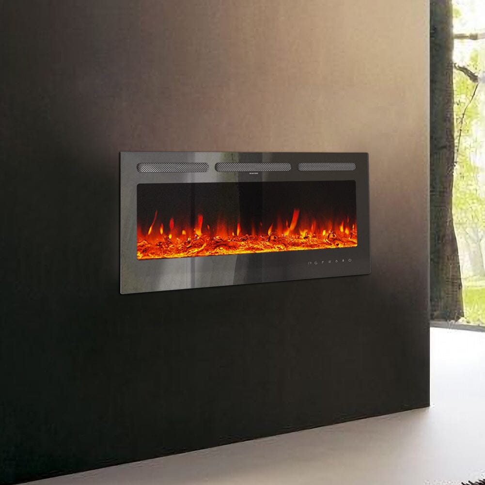 Smallbee Modern LED Wall Mounted/ Recessed Electric Fireplace