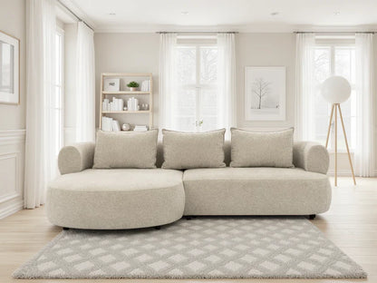 The Pebble Beige Boucle Fabric Left Hand Premium Corner Sofa