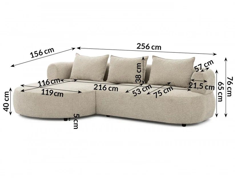 The Pebble Beige Boucle Fabric Left Hand Premium Corner Sofa