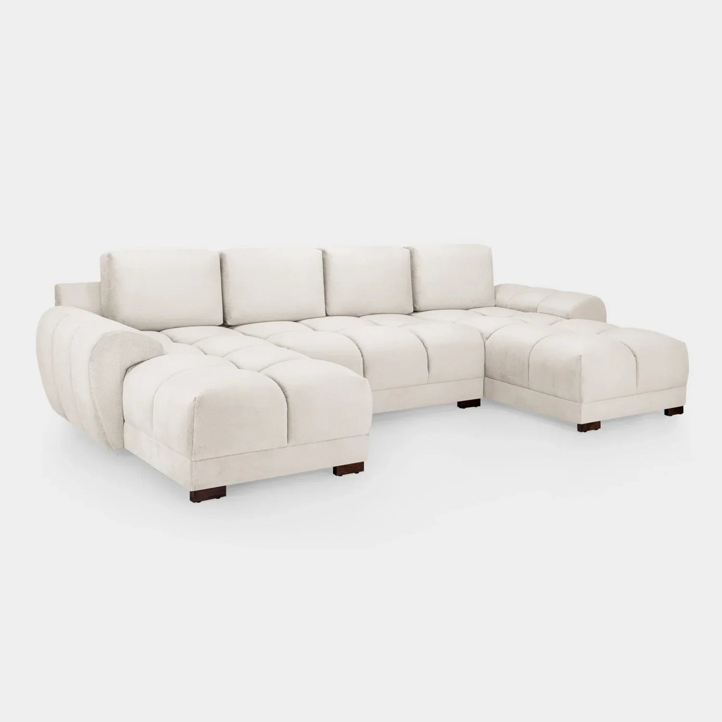 Zara Corner U Shape Cinema Cream Plush Velvet Sofa