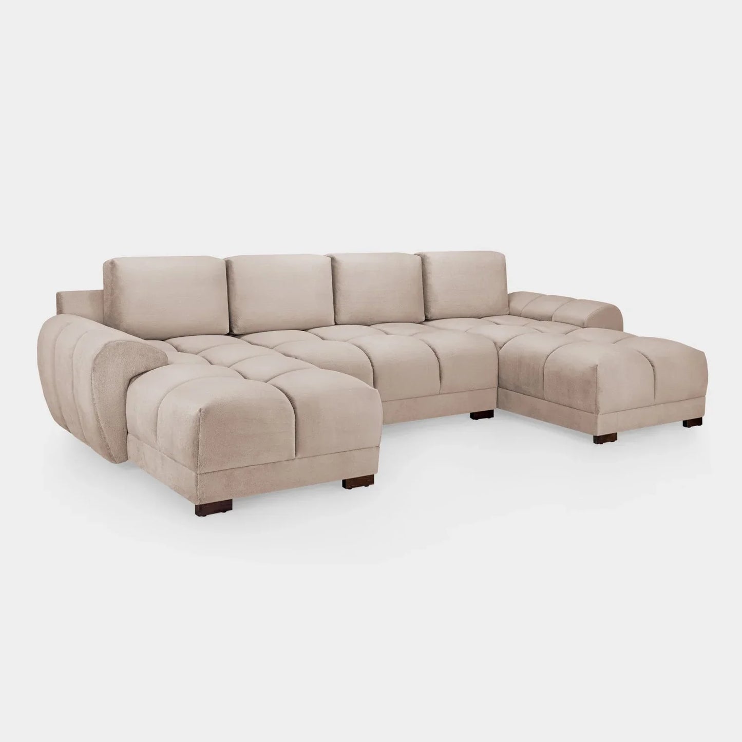 Zara Corner U Shape Cinema Mocha Plush Velvet Sofa