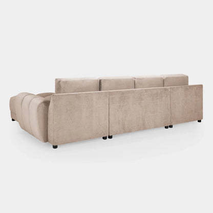 Zara Corner U Shape Cinema Mocha Plush Velvet Sofa