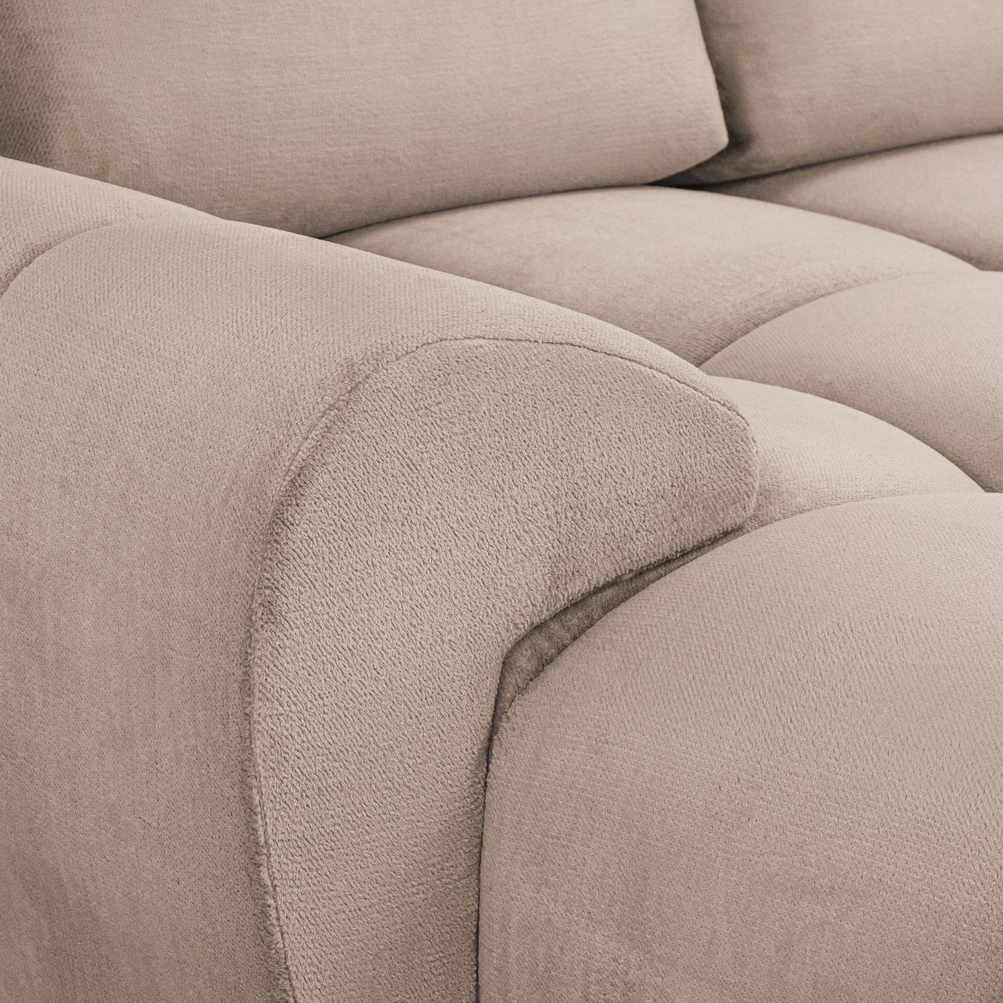 Zara Corner U Shape Cinema Mocha Plush Velvet Sofa