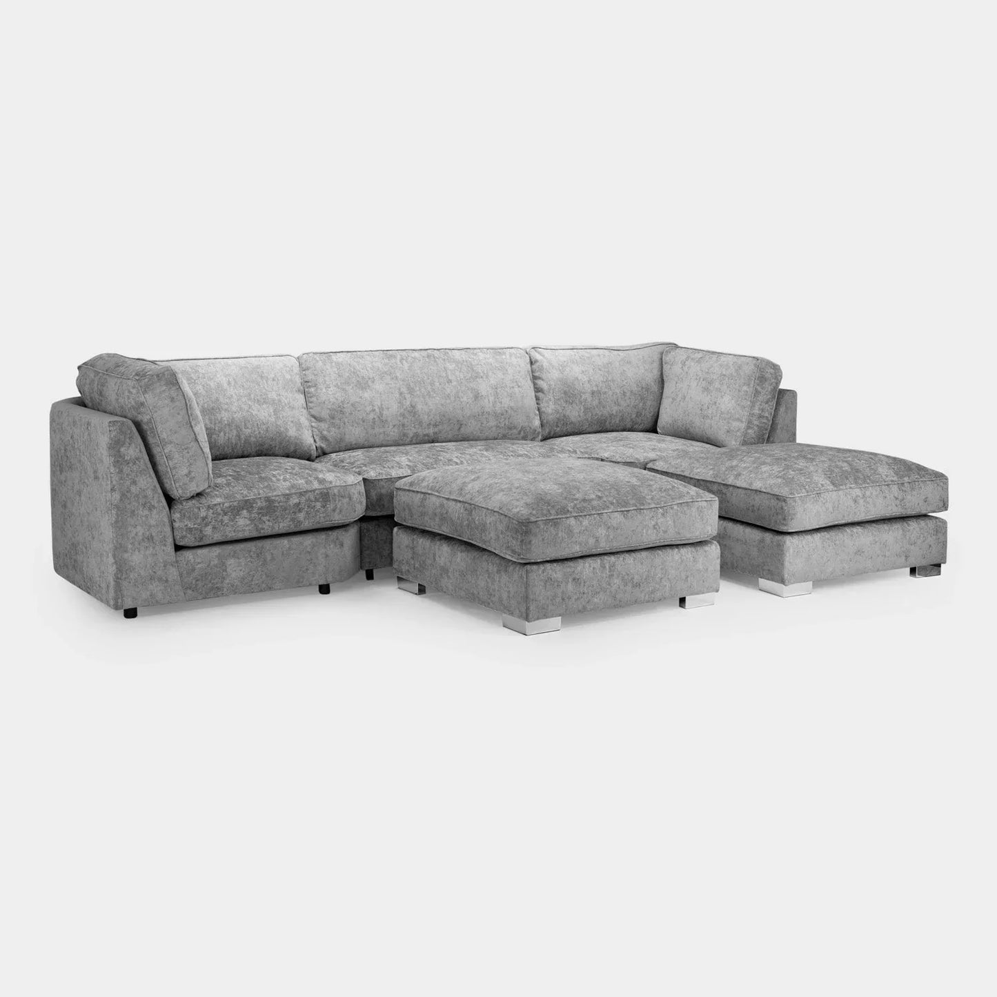 Bishop Fullback Sofa Platinum Fabric U Shape Corner Sofa