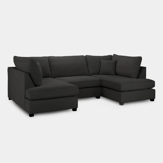 Carnaby Sofa Black Velvet U Shape Corner Sofa