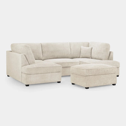 Carnaby Sofa Boucle Beige Fabric U Shape Corner Sofa