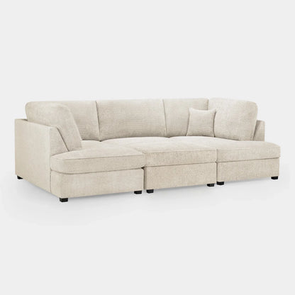 Carnaby Sofa Boucle Beige Fabric U Shape Corner Sofa