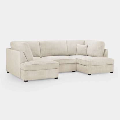 Carnaby Sofa Boucle Beige Fabric U Shape Corner Sofa
