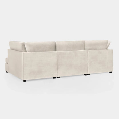 Carnaby Sofa Plush Beige Velvet U Shape Corner Sofa