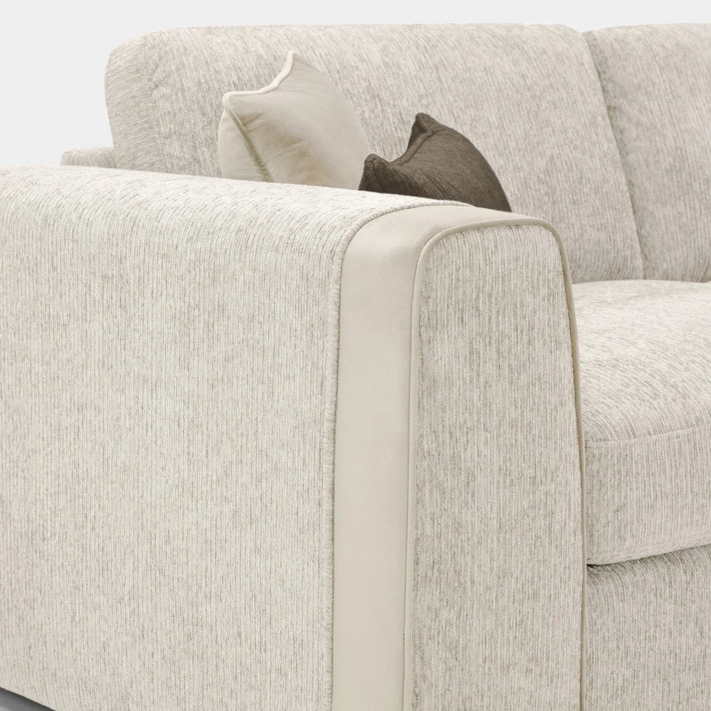 Naples Sofa Beige Fabric Large Corner Sofa