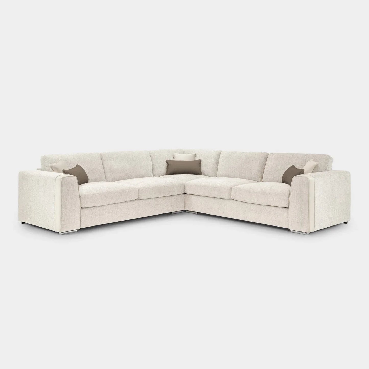 Naples Sofa Beige Fabric Large Corner Sofa