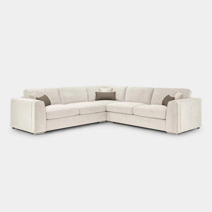 Naples Sofa Beige Fabric Large Corner Sofa