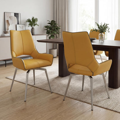 Mako Swivel Leather Effect Yellow Dining Chair