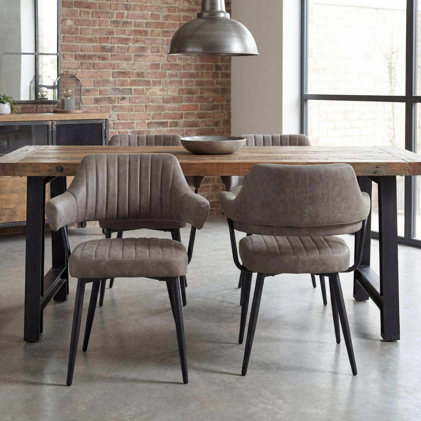 Cortez Leather Effect Charcoal Dining Chair