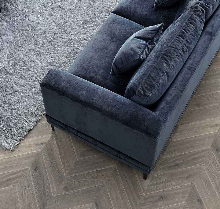 The Harlow Blue Boucle 3 + 2 Seater Premium Sofa Steel Boucle Fabric