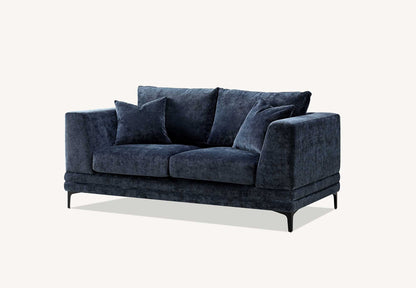 The Harlow Blue Boucle 3 + 2 Seater Premium Sofa Steel Boucle Fabric