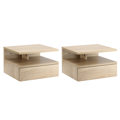Aurora Nightstand Set of 2, Wall Mounted Bedside Cabinet