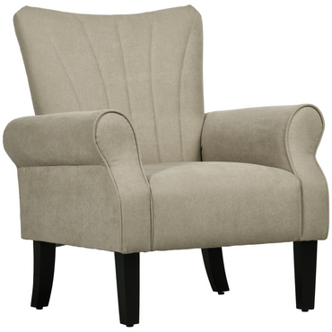 Aurora Armchair, Upholstered Modern Accent Chair with Wood Legs, Beige