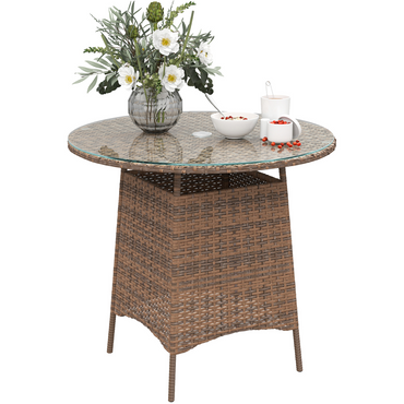 Esterno Patio Furniture Rattan Garden Table with Umbrella Hole