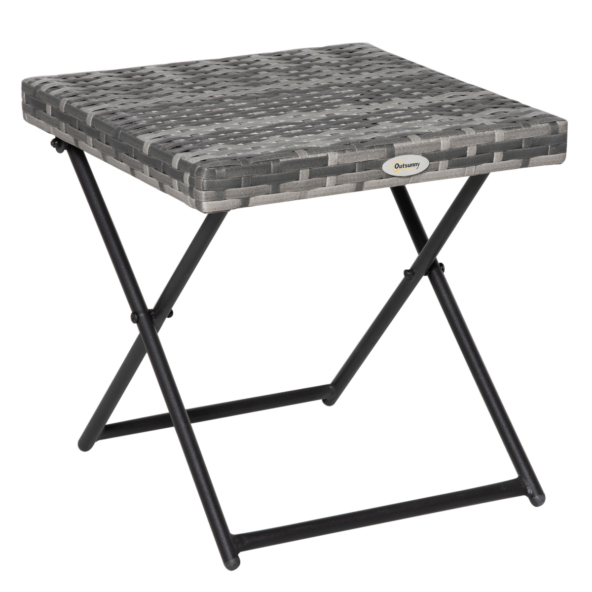 Folding Square Rattan Coffee Table Bistro Balcony Garden Steel  Esterno